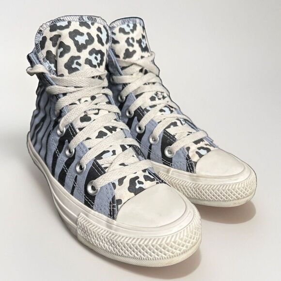 Size 5 Womens 3 Mens- Converse Chuck Taylor All Star High Purple Zebra Leopard - Picture 2 of 8